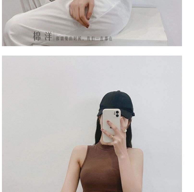 Tank Mock Neck Plain Crop Top