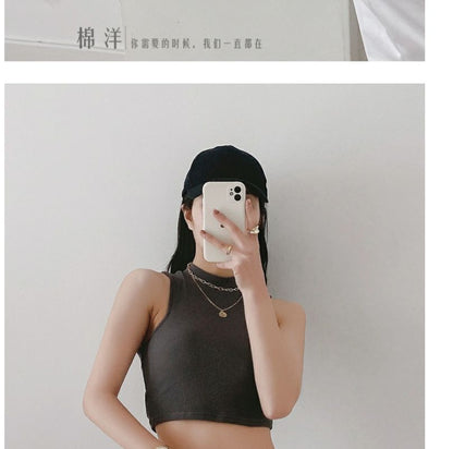 Tank Mock Neck Plain Crop Top