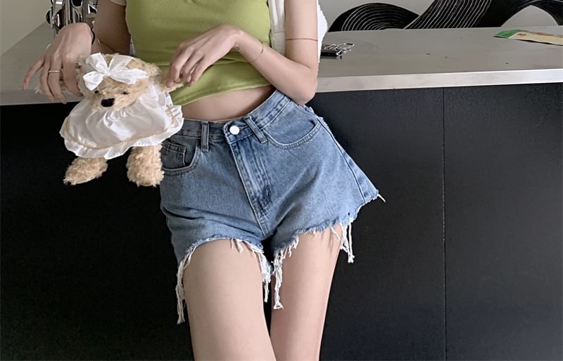 Embroidered Letter T-Shirt Crew Cropped Neck Short-Sleeve