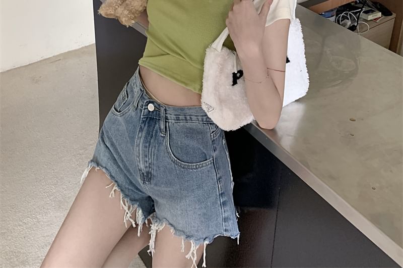 Embroidered Letter T-Shirt Crew Cropped Neck Short-Sleeve