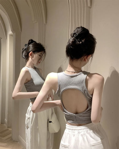 Top Tank Plain Back Open Crop