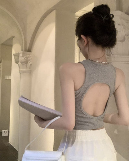 Top Tank Plain Back Open Crop