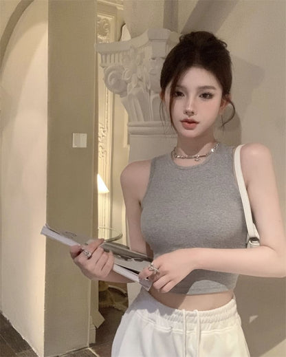 Top Tank Plain Back Open Crop