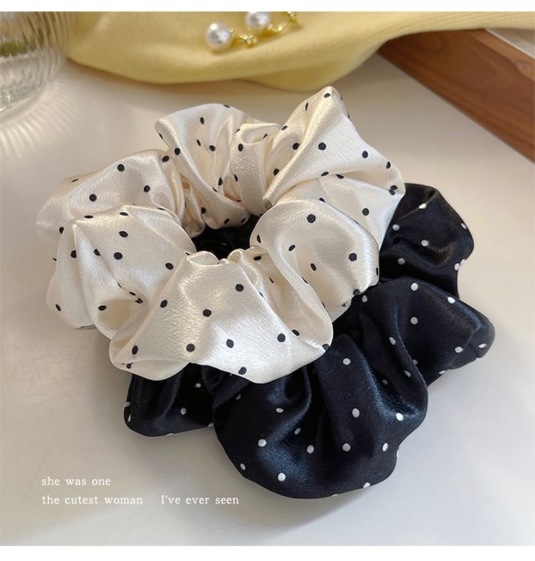 Polka Dot Fabric Scrunchie