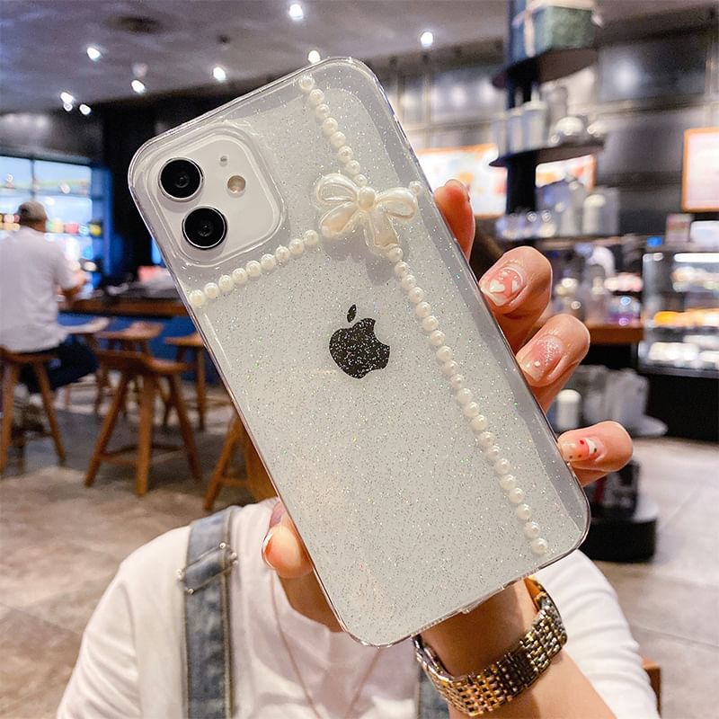 Faux Pearl Phone Bow Case
