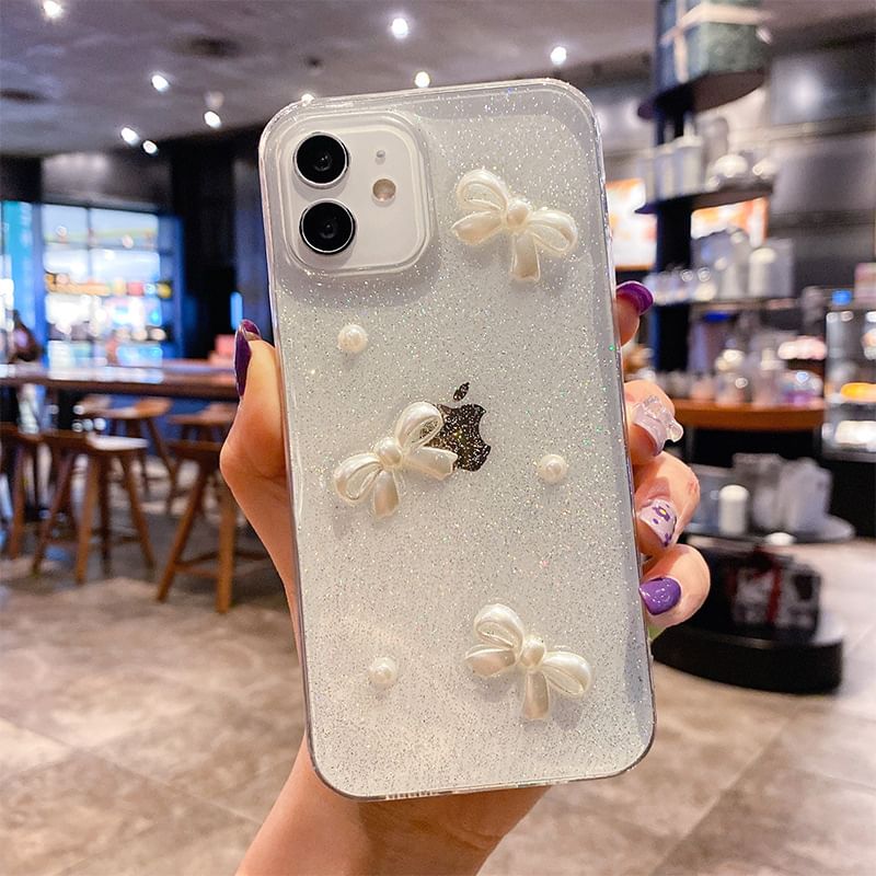 Faux Pearl Phone Bow Case