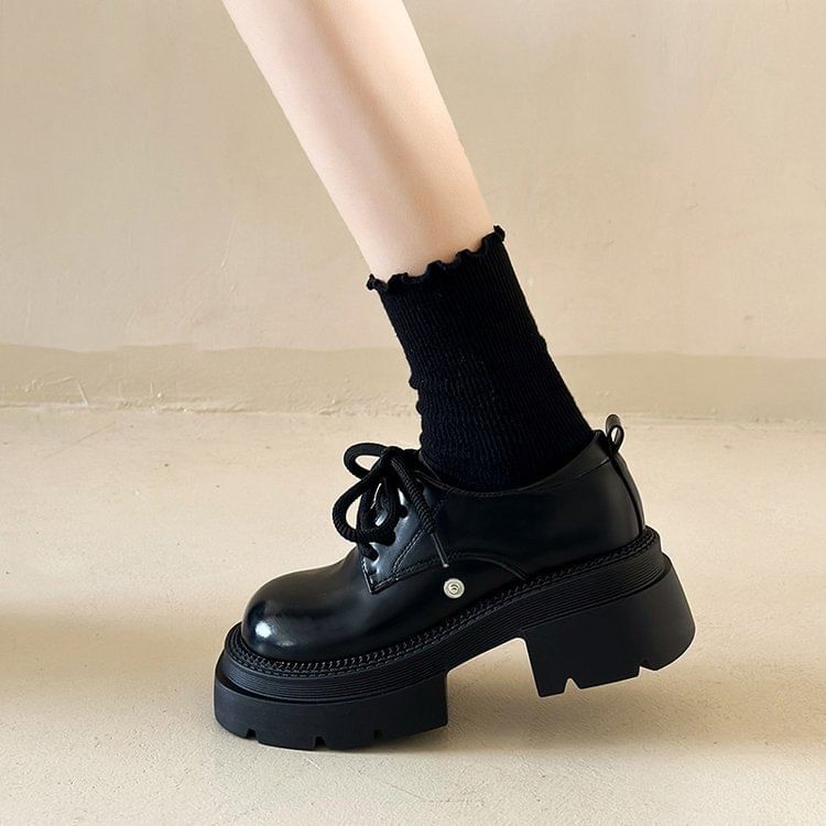 Lace-Up Shoes Derby Platform