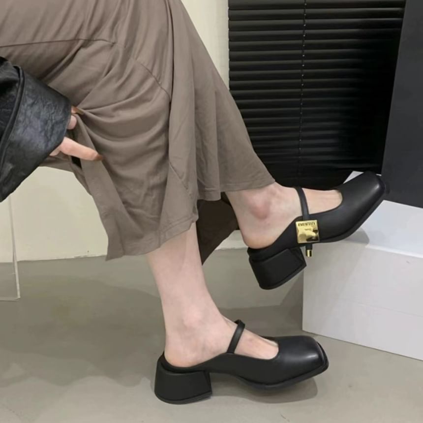 Mules Heel Toe Square Chunky