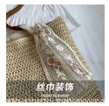 Set: Plain Woven Tote Bag + Scarf