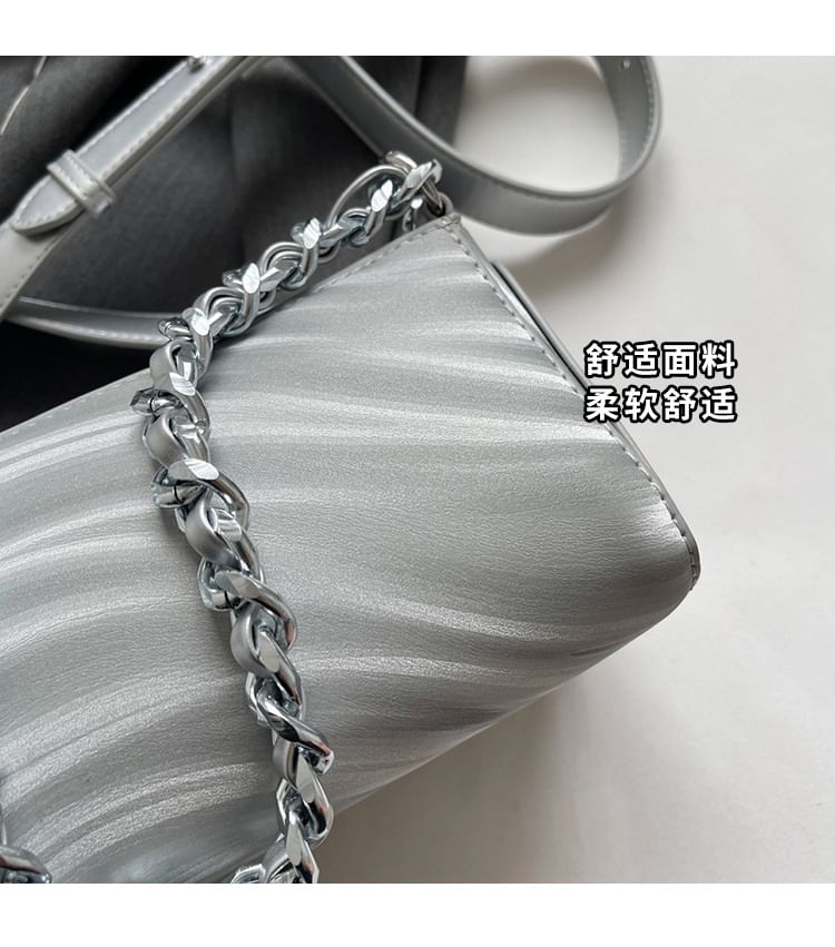 Chain Strap Triangle Faux Leather Crossbody Bag