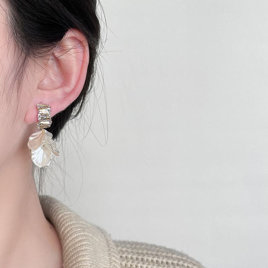 Drop Earring Petal Rhinestone Alloy