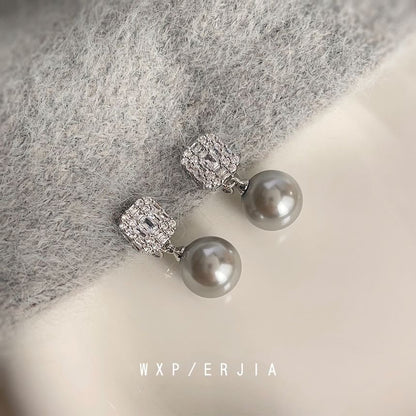 Earring Drop Faux Rhinestone Pearl Alloy