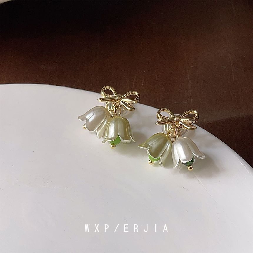 Floral Alloy Bow Earring Drop