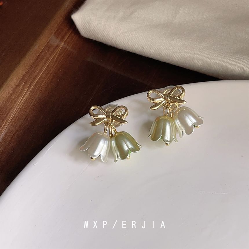 Floral Alloy Bow Earring Drop