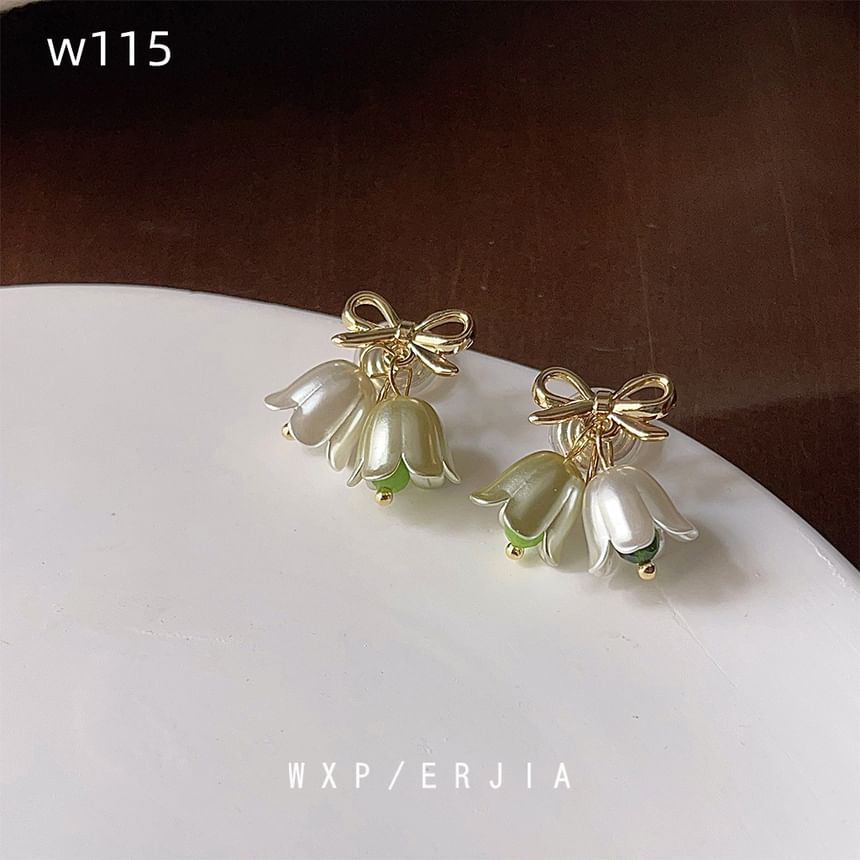 Floral Alloy Bow Earring Drop
