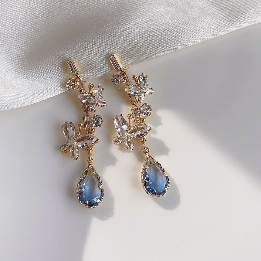 Alloy Butterfly Earring Dangle Rhinestone