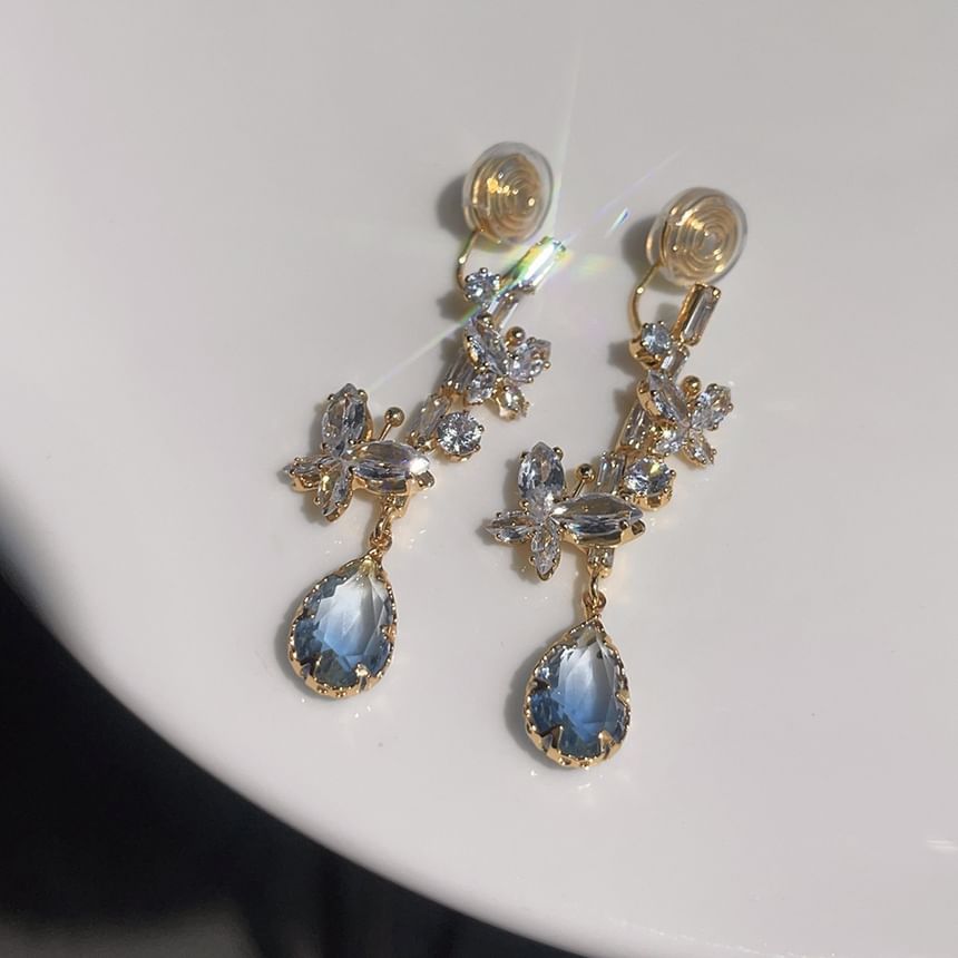 Alloy Butterfly Earring Dangle Rhinestone