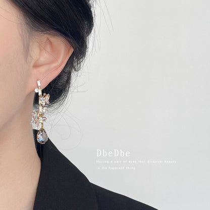 Alloy Butterfly Earring Dangle Rhinestone