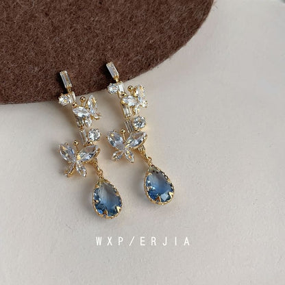 Alloy Butterfly Earring Dangle Rhinestone