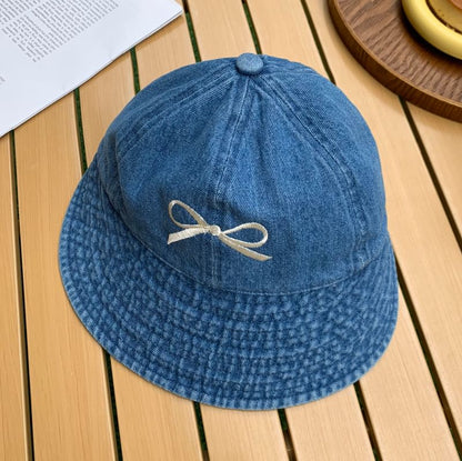 Bow Embroidered Bucket Hat