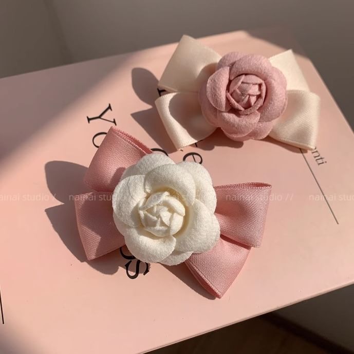 Floral Bow Hair Clip