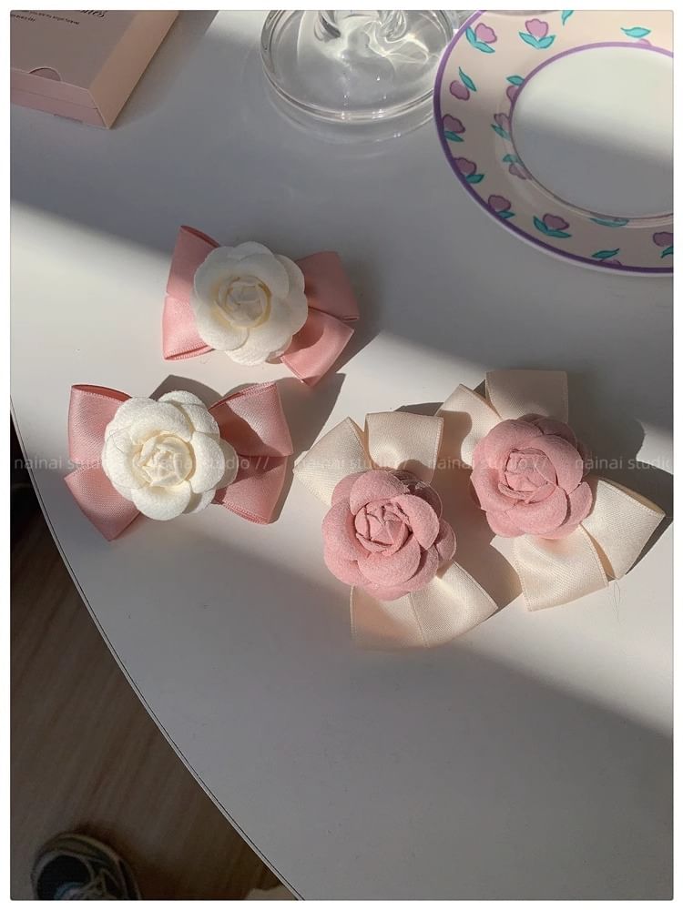 Floral Bow Hair Clip