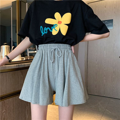 Shorts Plain Drawstring Waist