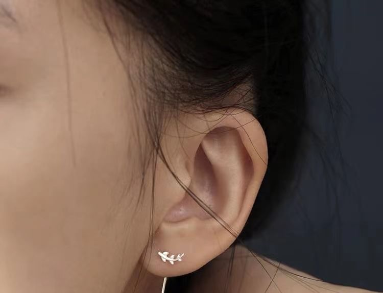 Asymmetrical Leaf Ear Stud