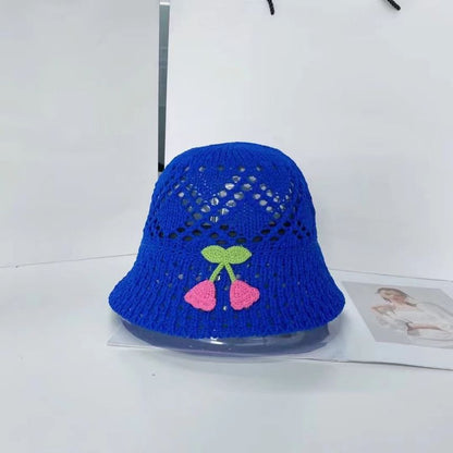 Floral Embroidered Woven Bucket Hat