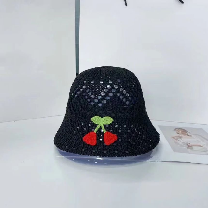 Floral Embroidered Woven Bucket Hat