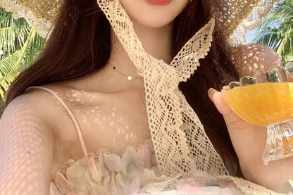 Sun Trim Lace Hat Straw