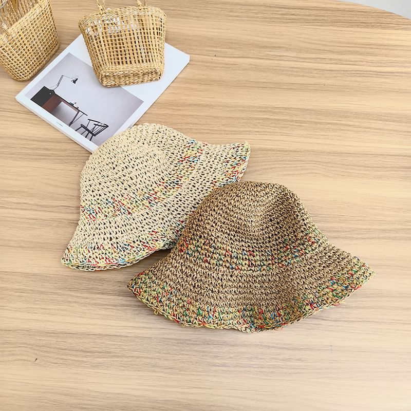 Melange Straw Bucket Hat