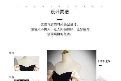 Off-Shoulder Two Tone Beaded A-Line Ball Gown