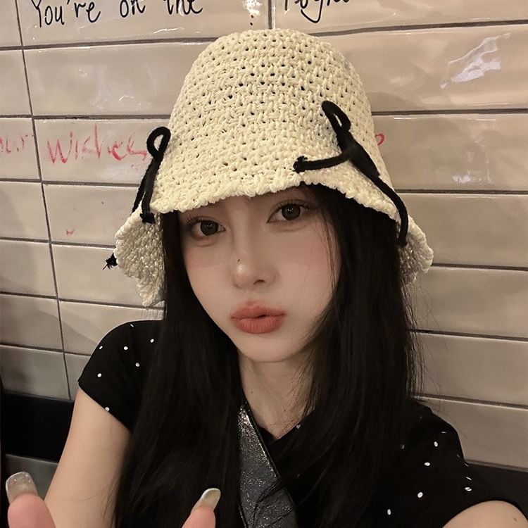 Bow Bucket Hat Woven