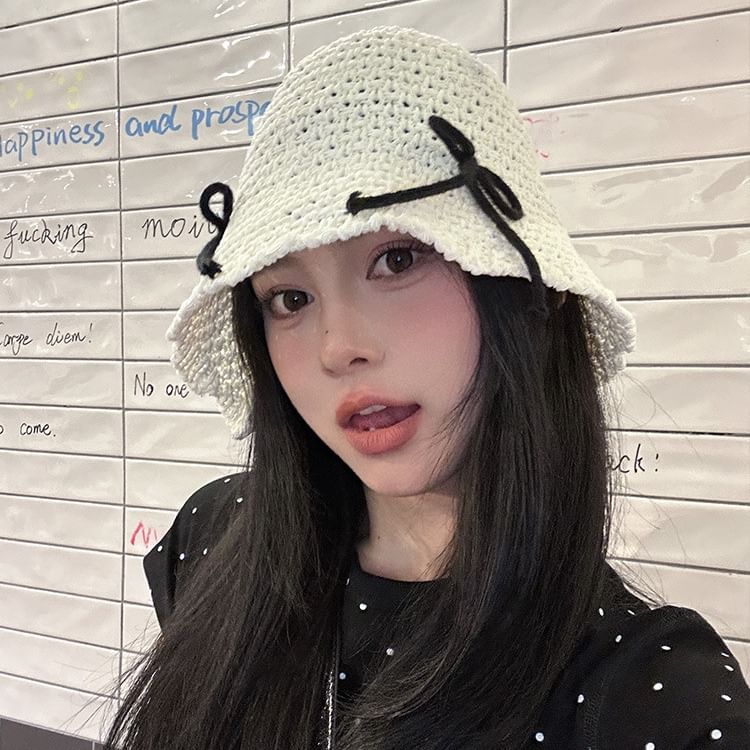 Bow Bucket Hat Woven