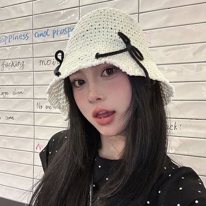 Bow Bucket Hat Woven