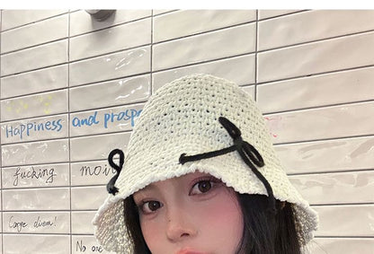 Bow Woven Bucket Hat