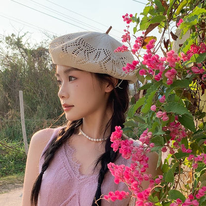 Hat Beret Eyelet