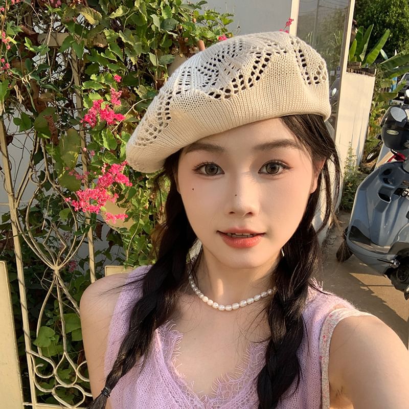 Hat Beret Eyelet