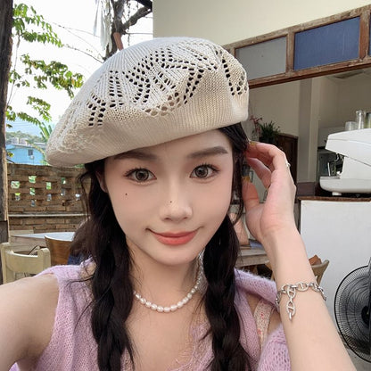 Hat Beret Eyelet