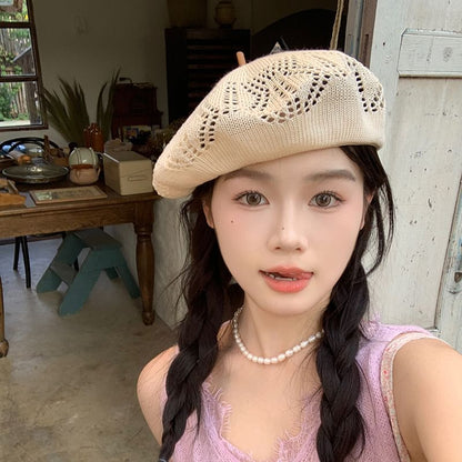 Hat Beret Eyelet