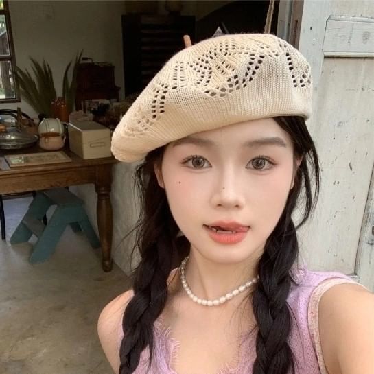 Hat Beret Eyelet