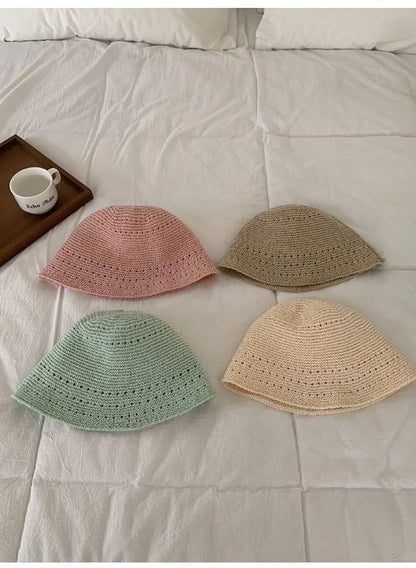 Eyelet Straw Bucket Hat