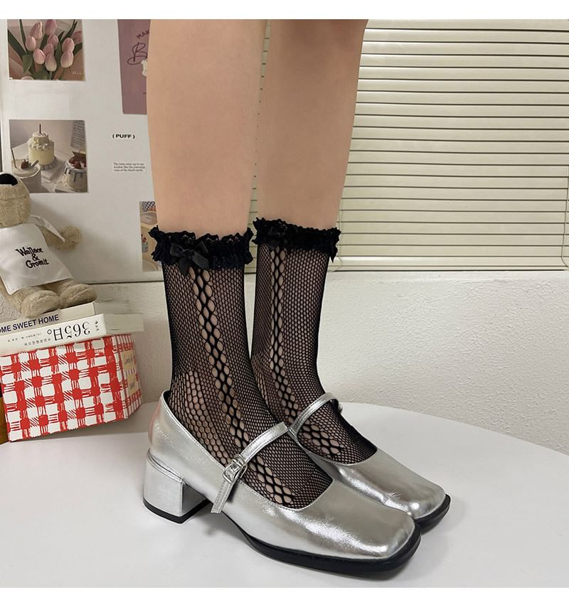 Lace Trim Fishnet Socks