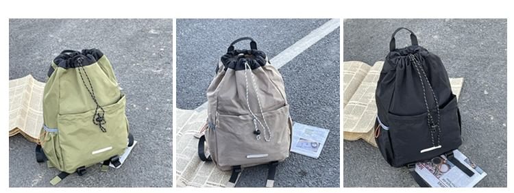 Drawstring Multi-Pocket Backpack