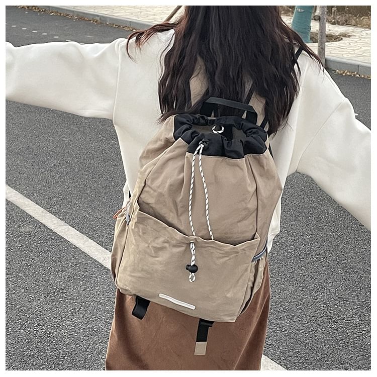 Drawstring Multi-Pocket Backpack