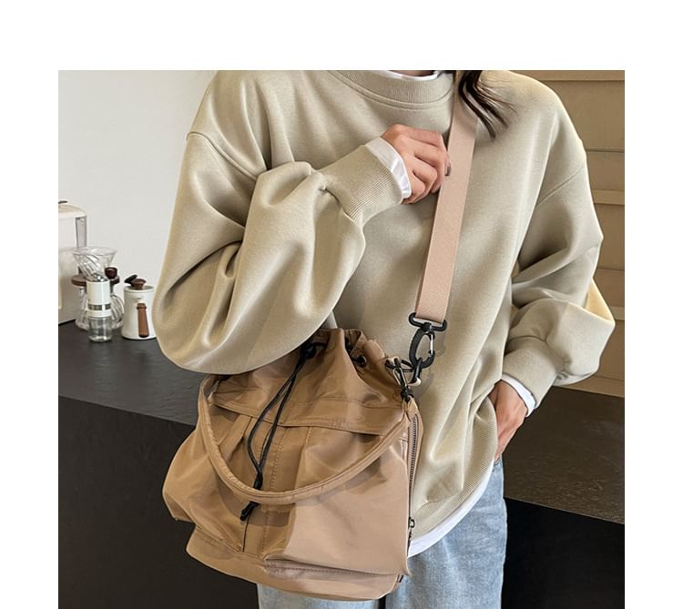 Multi-Pocket Drawstring Bucket Bag