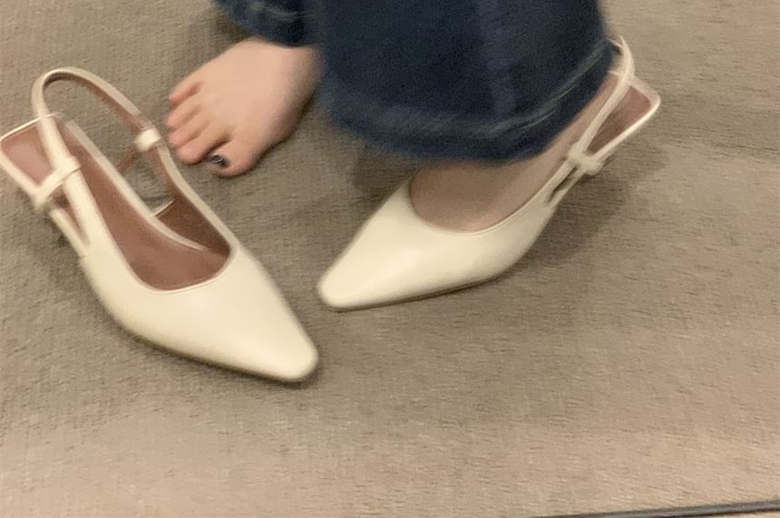 Sandals Heel Pointy Slingback Low