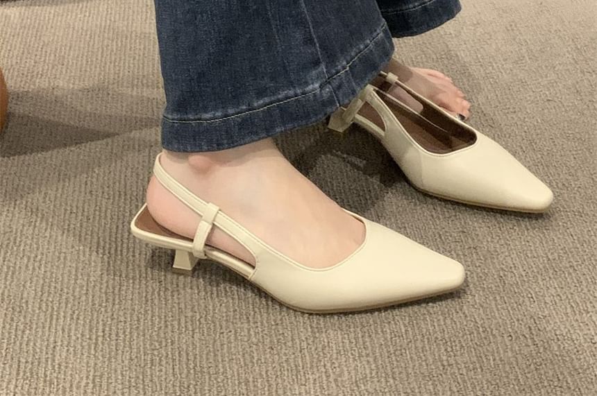 Sandals Heel Pointy Slingback Low