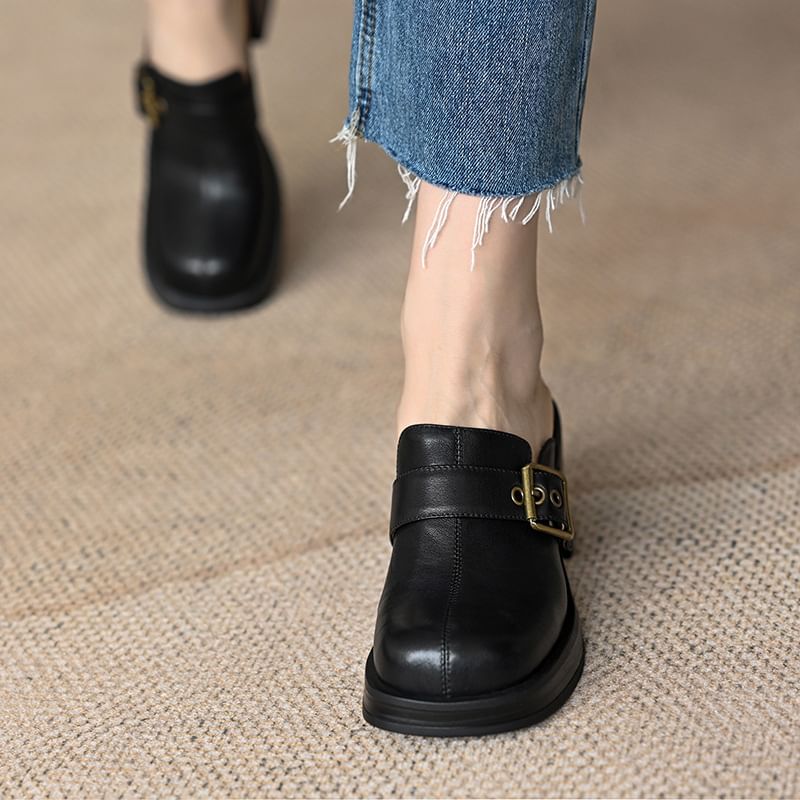 Mules Block Heel Buckled